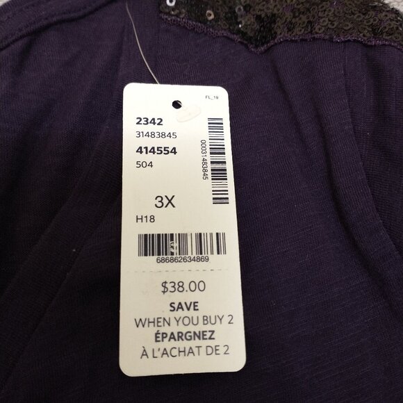 NWT!! LOVE & LEGEND DARK PURPLE LONG SLEEVE SHIRT, PLUS SIZE - Picture 3 of 3